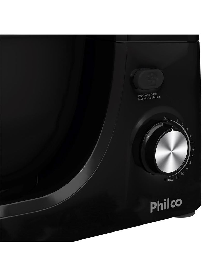 Batedeira planetária philco php500 turbo com 11 velocidades e 500w – preto