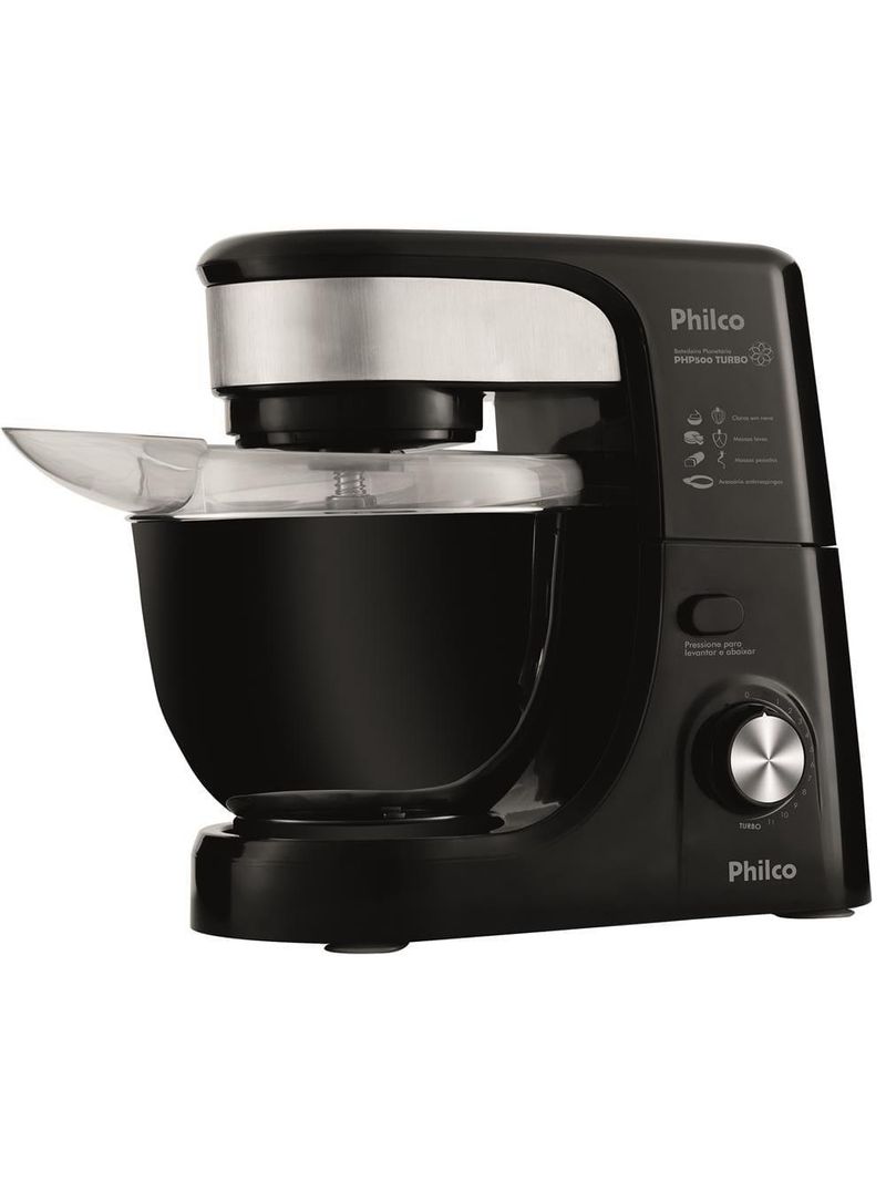 Batedeira planetária philco php500 turbo com 11 velocidades e 500w – preto