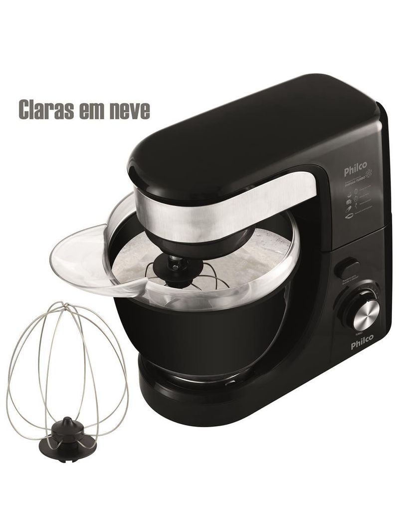 Batedeira planetária philco php500 turbo com 11 velocidades e 500w – preto