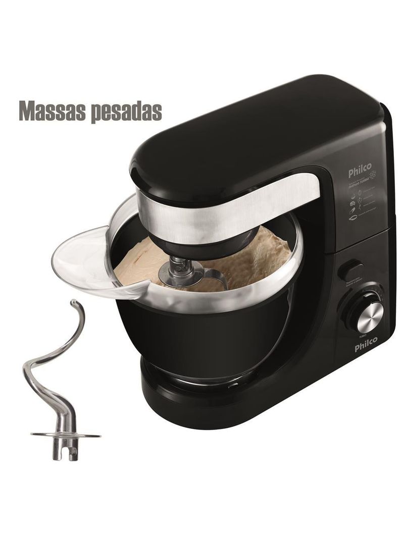 Batedeira planetária philco php500 turbo com 11 velocidades e 500w – preto