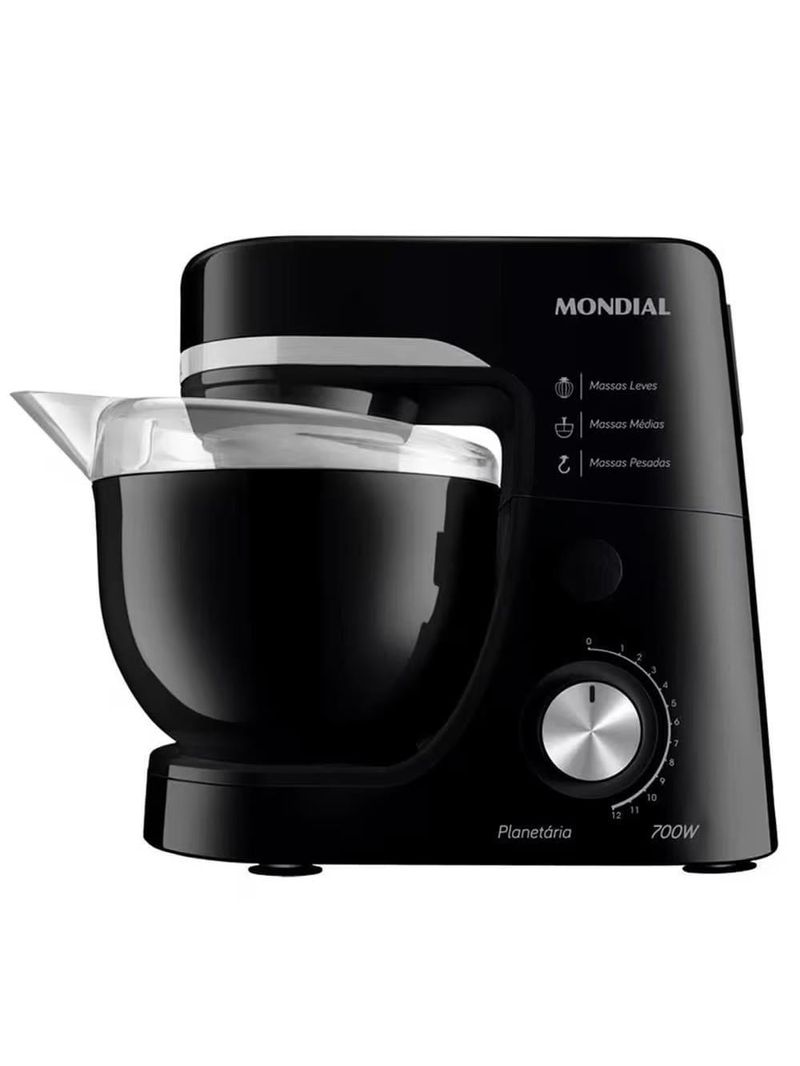 Batedeira planetária mondial bp-03 com 12 velocidades e 700w – preto