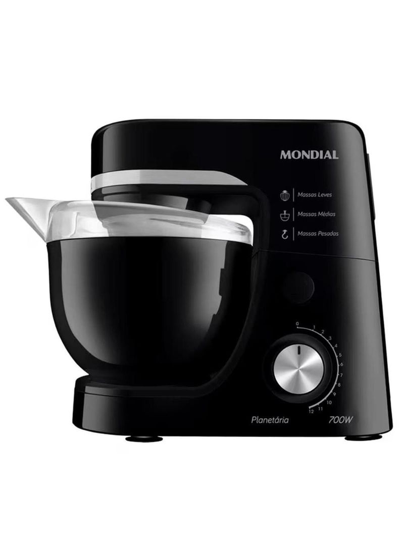 Batedeira planetária mondial bp-03 com 12 velocidades e 700w – preto