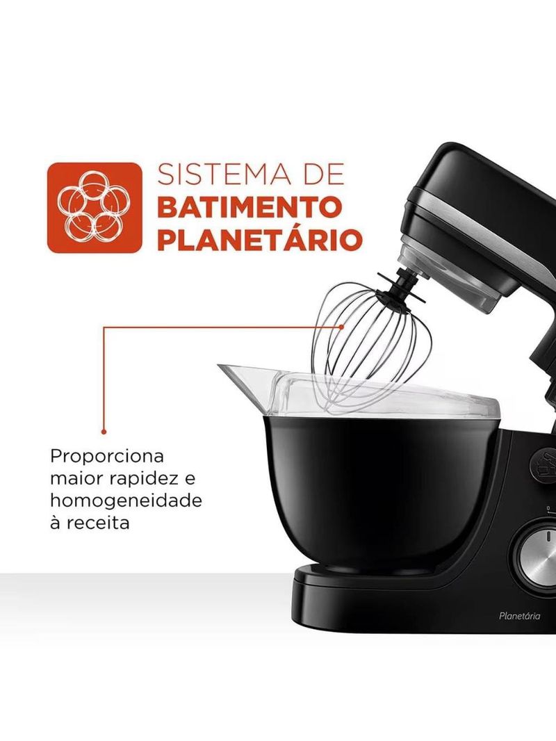 Batedeira planetária mondial bp-03 com 12 velocidades e 700w – preto