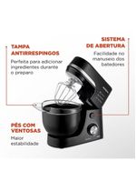 Batedeira planetária mondial bp-03 com 12 velocidades e 700w – preto