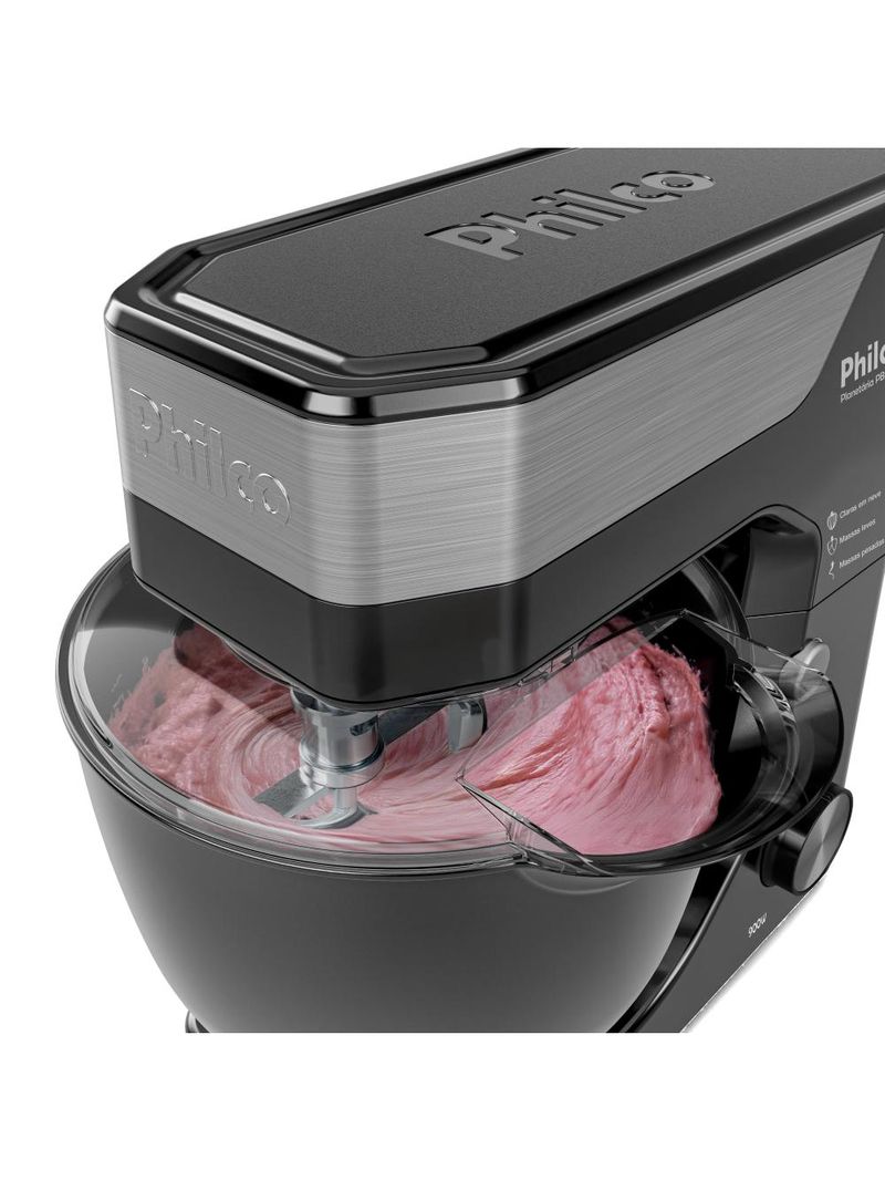 Batedeira planetária philco pbp90a 5l 900w tampa antirrespingo 12 velocidades preta