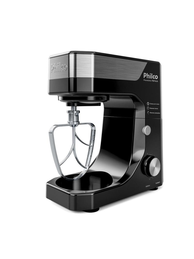 Batedeira planetária philco pbp90a 5l 900w tampa antirrespingo 12 velocidades preta