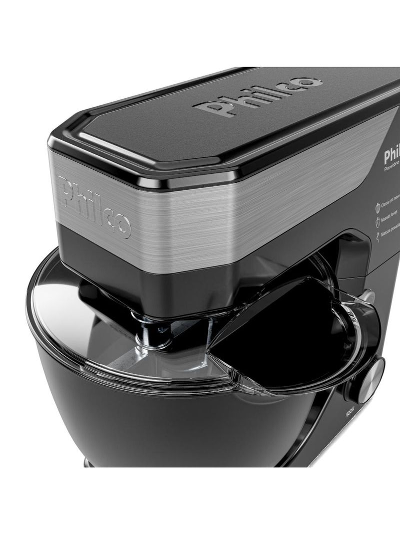 Batedeira planetária philco pbp90a 5l 900w tampa antirrespingo 12 velocidades preta