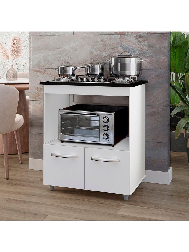 Balcão Cali Para Cooktop 4 Bocas 2 Portas Cozinha Mb1 75cm Cor Branco Pc
