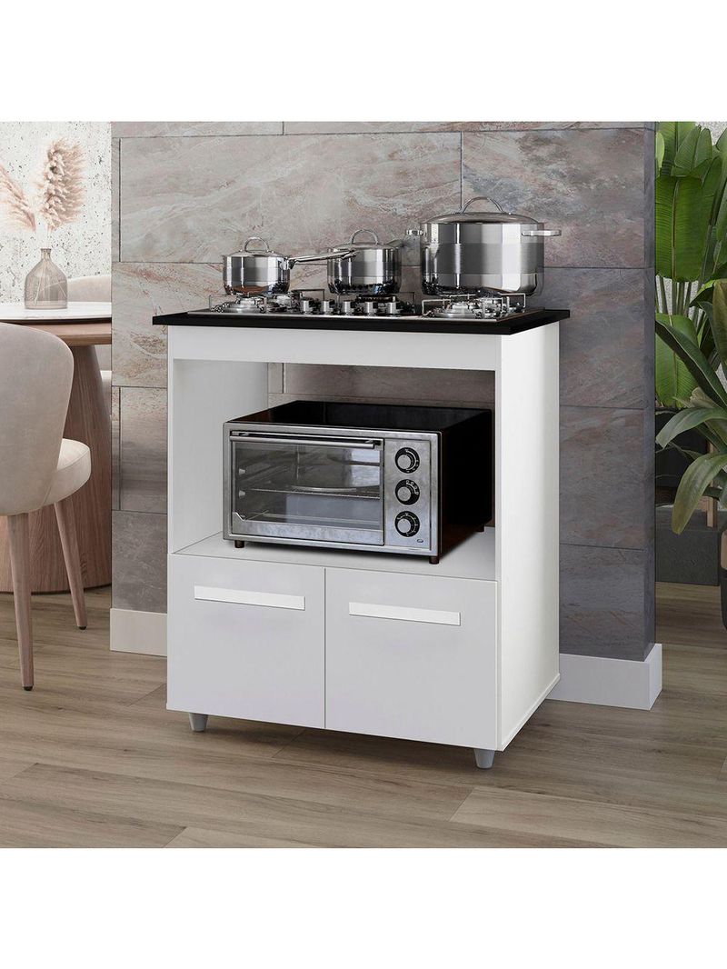 Balcão Cali Para Cooktop 4 Bocas 2 Portas Cozinha Mb1 75cm Cor Branco