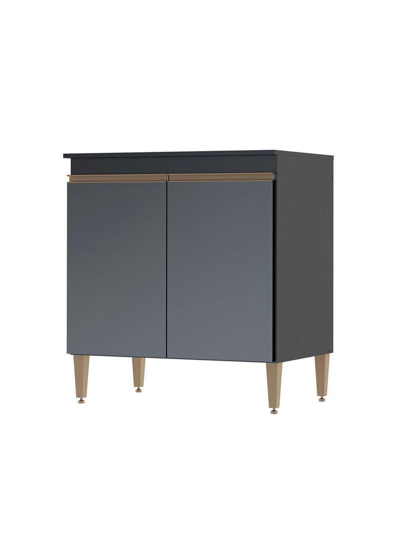 Balcão Cooktop Sabrina Com 2 Portas 80x52cm Menu Móveis Preto