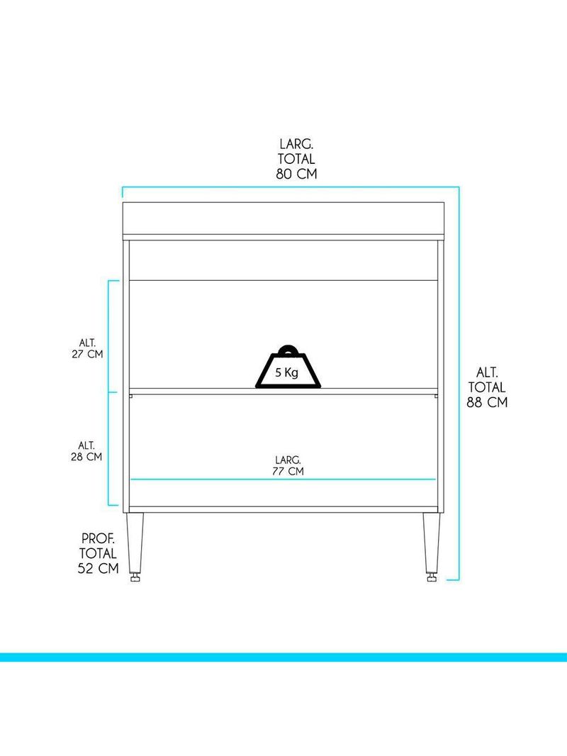 Balcão Cooktop Sabrina Com 2 Portas 80x52cm Menu Móveis Preto