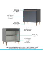 Balcão Cooktop Sabrina Com 2 Portas 80x52cm Menu Móveis Preto