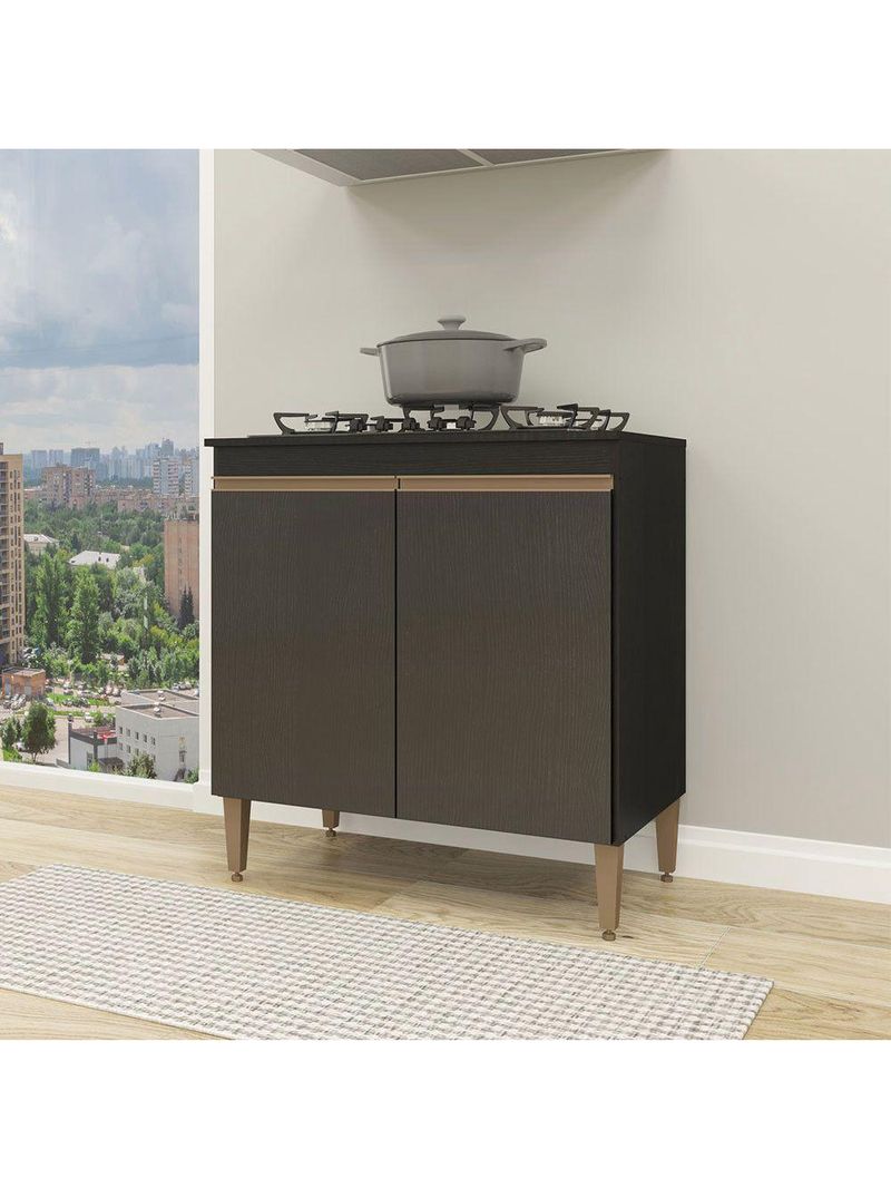 Balcão Cooktop Sabrina Com 2 Portas 80x52cm Menu Móveis Preto