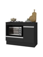 Balcão Cozinha Para Cooktop E Forno 105cm Com Rodapé Veneza Multimóveis Mp2295 Preto/branco
