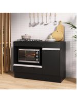 Balcão Cozinha Para Cooktop E Forno 105cm Com Rodapé Veneza Multimóveis Mp2295 Preto/branco