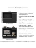 Balcão Cozinha Para Cooktop E Forno 105cm Com Rodapé Veneza Multimóveis Mp2295 Preto/branco
