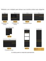 Balcão Cozinha Para Cooktop E Forno 105cm Com Rodapé Veneza Multimóveis Mp2295 Preto/branco