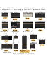 Balcão Cozinha Para Cooktop E Forno 105cm Com Rodapé Veneza Multimóveis Mp2295 Preto/branco