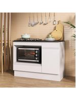 Balcão Cozinha Para Cooktop+Forno 105cm 1 Porta 1 Gaveta C/Rodapé Veneza Multimóveis Mp2295 - Branco