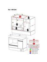 Balcão Cozinha Para Cooktop+Forno 105cm 1 Porta 1 Gaveta C/Rodapé Veneza Multimóveis Mp2295 - Branco
