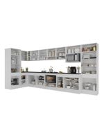 Cozinha Modulada Completa Canto 409cm C/balcão Cooktop Veneza Multimóveis Mp2304 Branco/preto