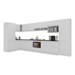 Cozinha Modulada Completa Canto 409cm Com Rodapé E Balcão Para Cooktop Veneza Multimóveis Mp2304 Branco