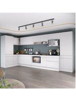 Cozinha Modulada Completa Canto 409cm Com Rodapé E Balcão Para Cooktop Veneza Multimóveis Mp2304 Branco
