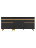 Kit Armário Cozinha Veneza Multimóveis Mp2160Preto/dourado