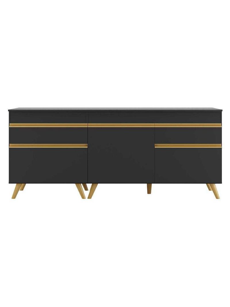Kit Armário Cozinha Veneza Multimóveis Mp2160Preto/dourado