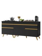 Kit Armário Cozinha Veneza Multimóveis Mp2160Preto/dourado