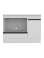 Balcão Cozinha Para Cooktop E Forno 105cm Com Rodapé Veneza Multimóveis Mp2295 Branco/preto