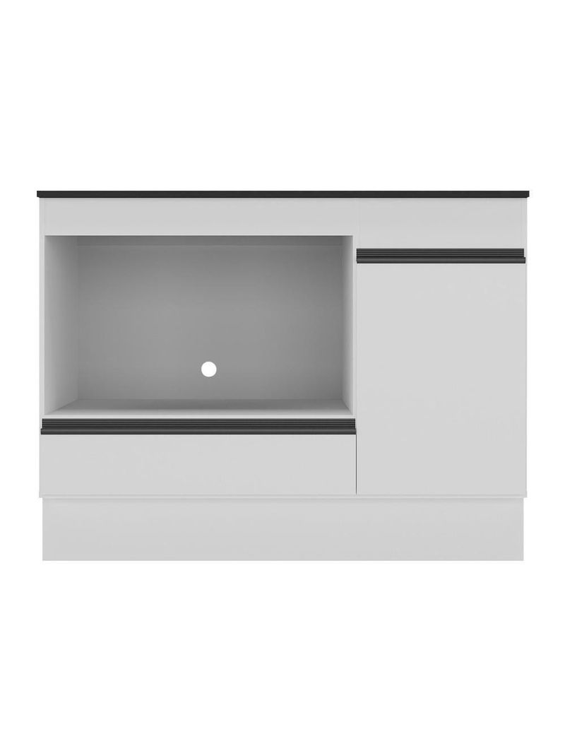 Balcão Cozinha Para Cooktop E Forno 105cm Com Rodapé Veneza Multimóveis Mp2295 Branco/preto