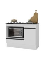 Balcão Cozinha Para Cooktop E Forno 105cm Com Rodapé Veneza Multimóveis Mp2295 Branco/preto