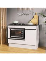 Balcão Cozinha Para Cooktop E Forno 105cm Com Rodapé Veneza Multimóveis Mp2295 Branco/preto