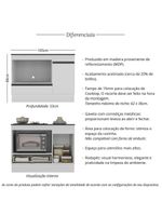 Balcão Cozinha Para Cooktop E Forno 105cm Com Rodapé Veneza Multimóveis Mp2295 Branco/preto