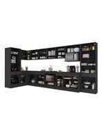 Cozinha Modulada Completa Canto 409cm Com Balcão Cooktop Veneza Multimóveis Mp2304 Preto Dourado