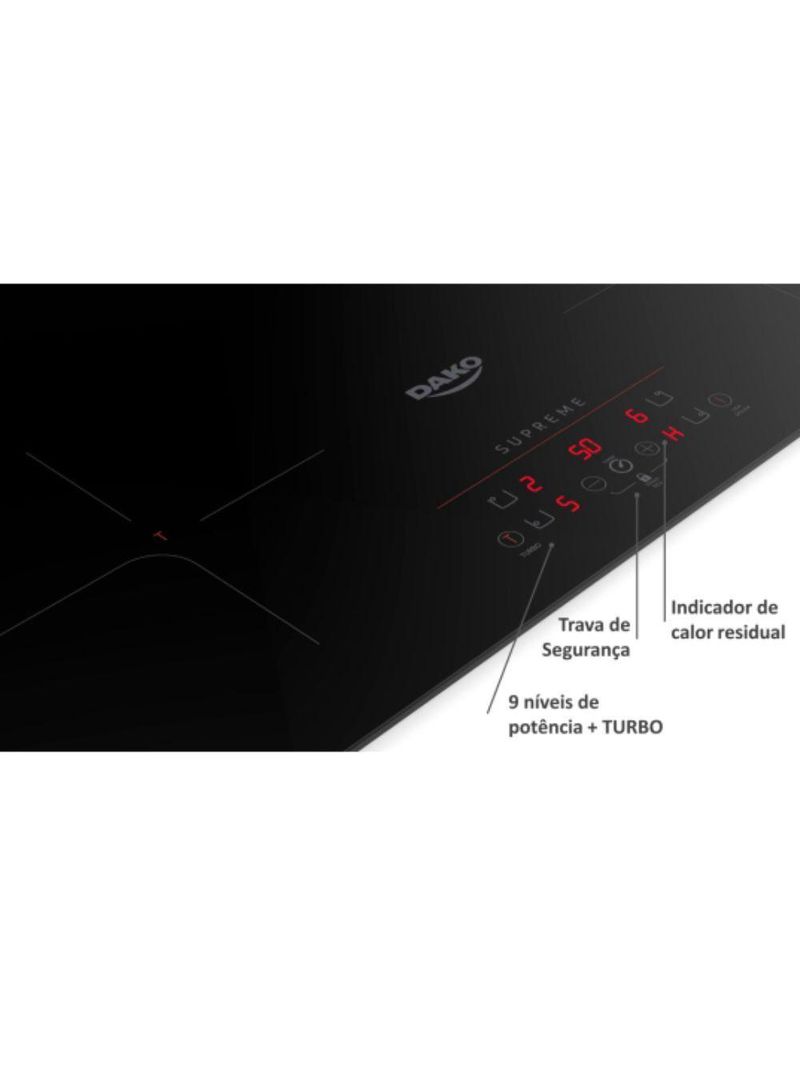 Cooktop Dako Supreme 4 Bocas Indução Preto 220 V