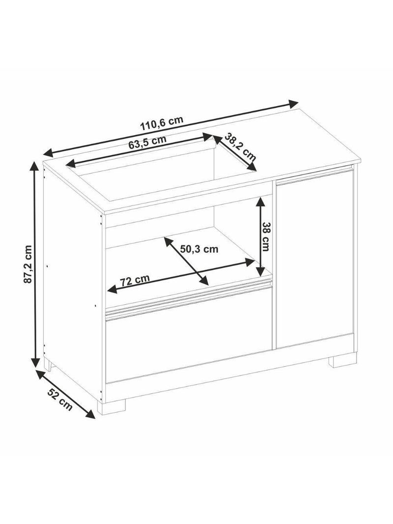 Balcão Cozinha Cooktop 1 Porta 1 Gaveta Notável 3050 Branco Nt3050 Branco