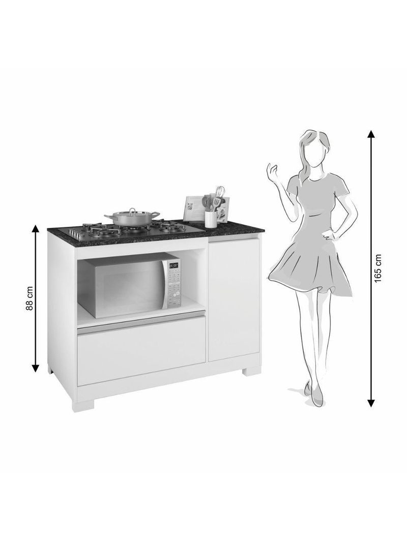 Balcão Cozinha Cooktop 1 Porta 1 Gaveta Notável 3050 Branco Nt3050 Branco