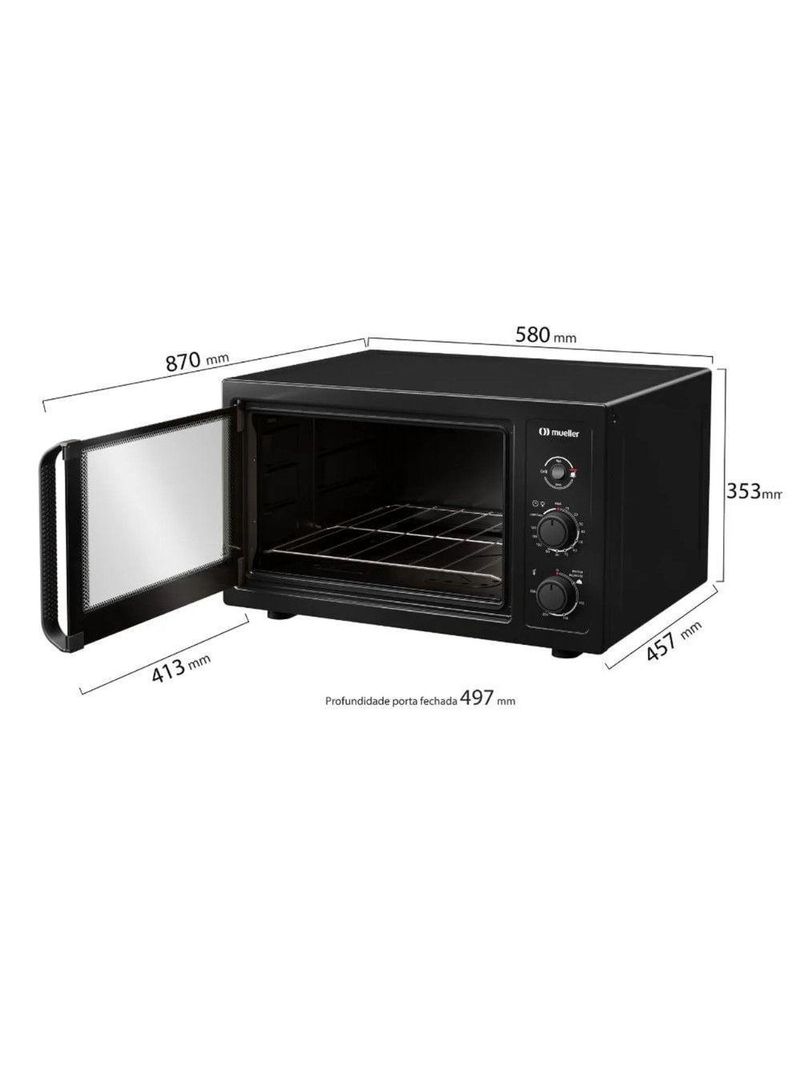 Kit Cooktop Mueller 4 Bocas + Forno 50l Preto 110V