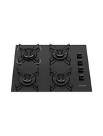 Cooktop 4 Bocas Itatiaia A Gás Em Aço Inox E Mesa Vidro Temperado Essencial Preto - Bivolt