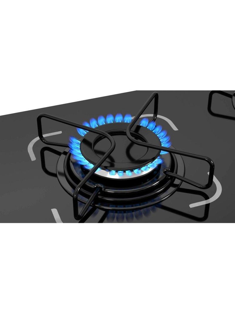 Cooktop 4 Bocas Itatiaia A Gás Em Aço Inox E Mesa Vidro Temperado Essencial Preto - Bivolt