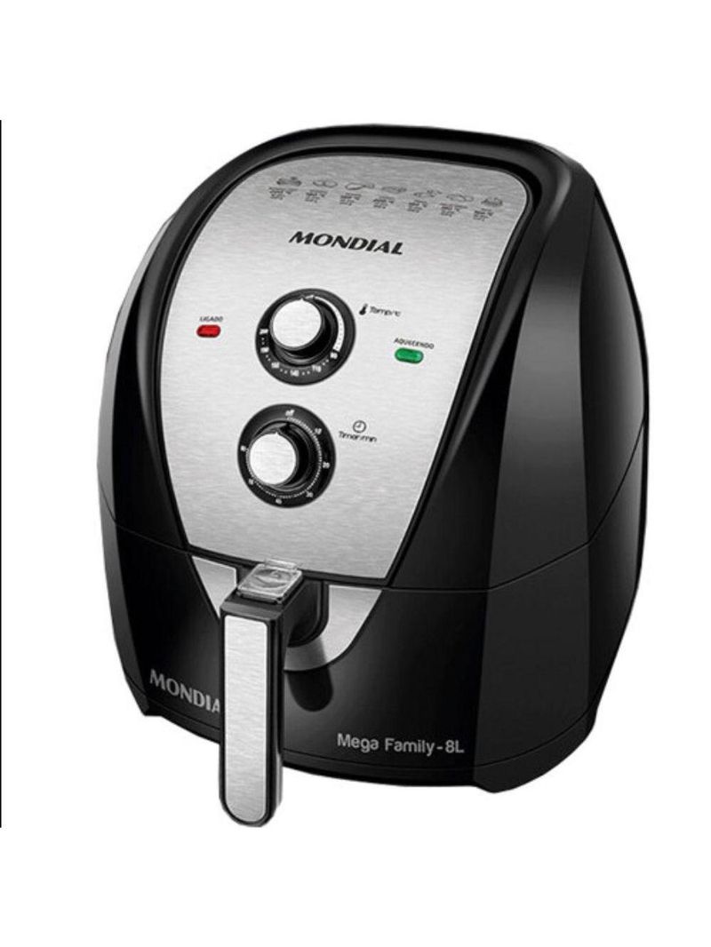 Fritadeira Air Fryer Mondial Family 8l 1900W - 5993-01 Preto-inox 110V