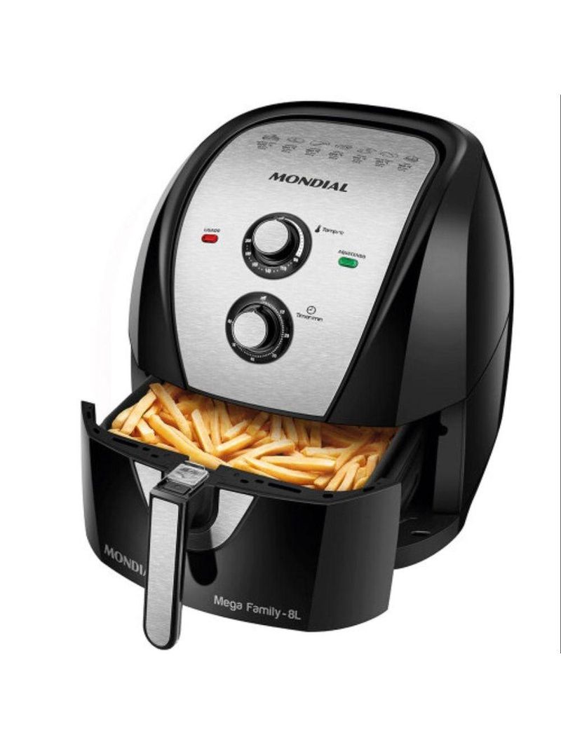 Fritadeira Air Fryer Mondial Family 8l 1900W - 5993-01 Preto-inox 110V