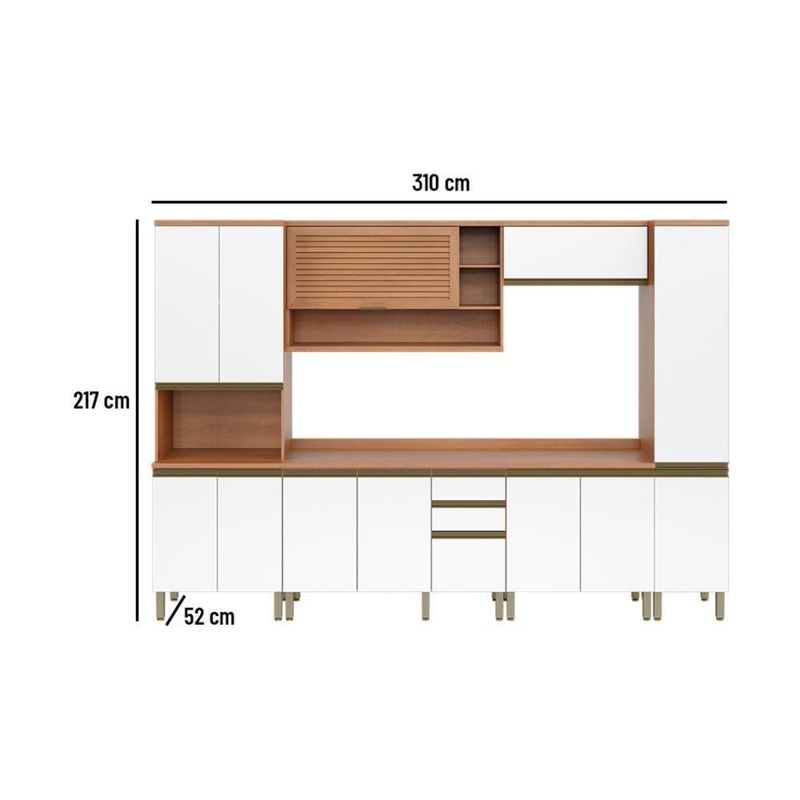Cozinha Completa Modulada 6 Peças Multimóveis Freijó-branco