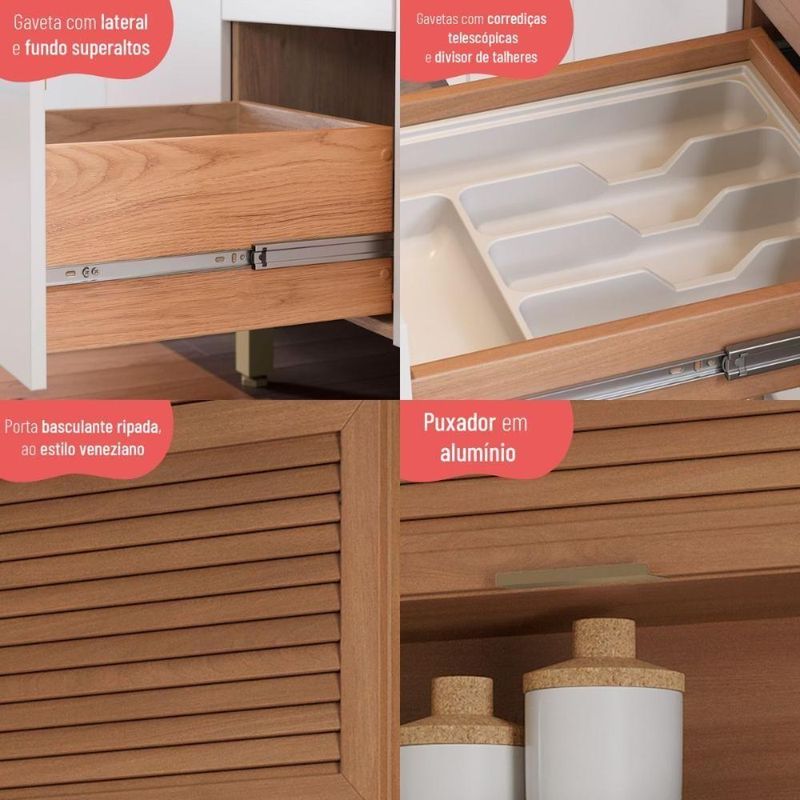 Cozinha Completa Modulada 6 Peças Multimóveis Freijó-branco