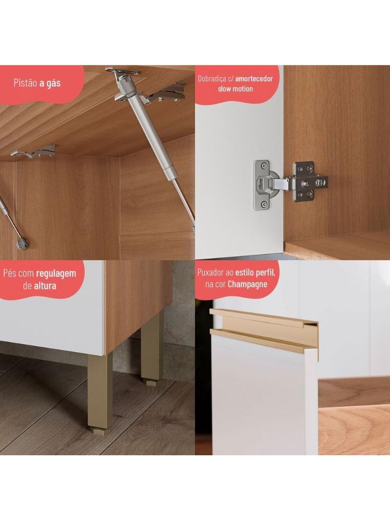 Cozinha Completa Modulada 6 Peças Multimóveis Freijó-branco