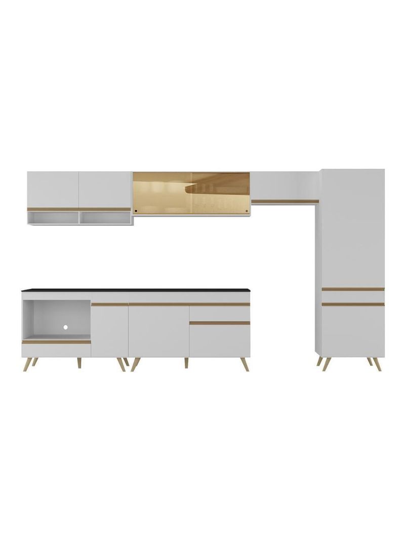 Cozinha Modulada Completa 357cm 6 Peças  Veneza Multimóveis