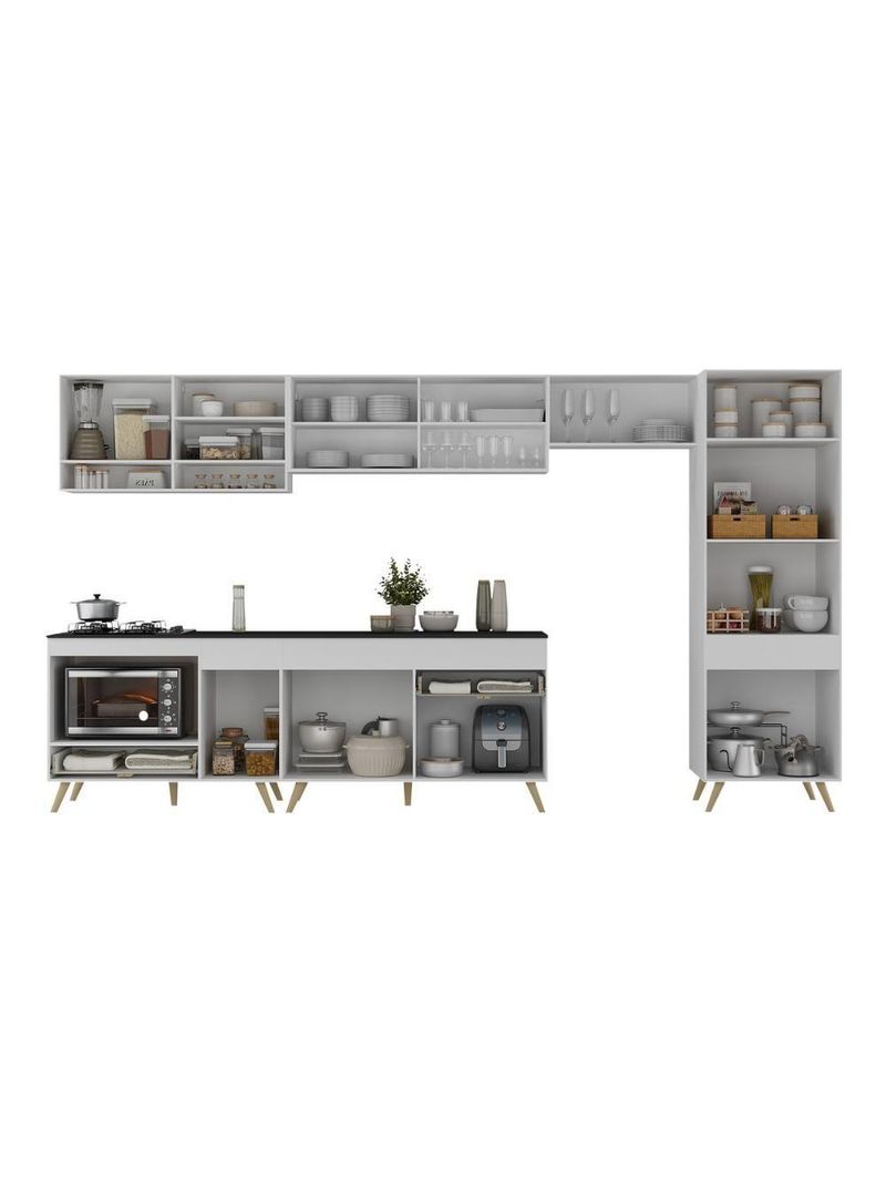 Cozinha Modulada Completa 357cm 6 Peças  Veneza Multimóveis