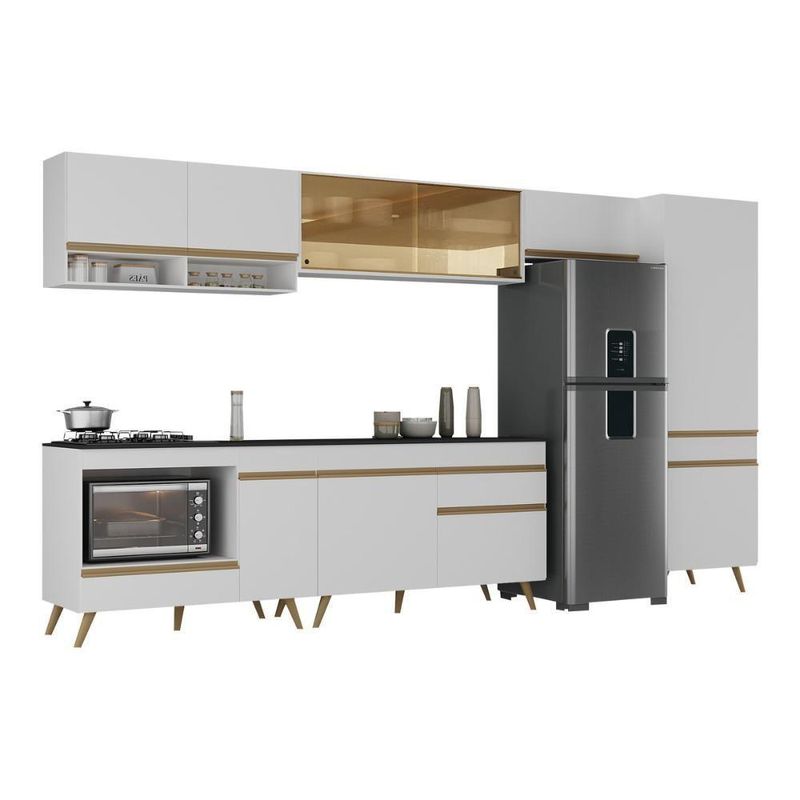 Cozinha Modulada Completa 357cm 6 Peças  Veneza Multimóveis